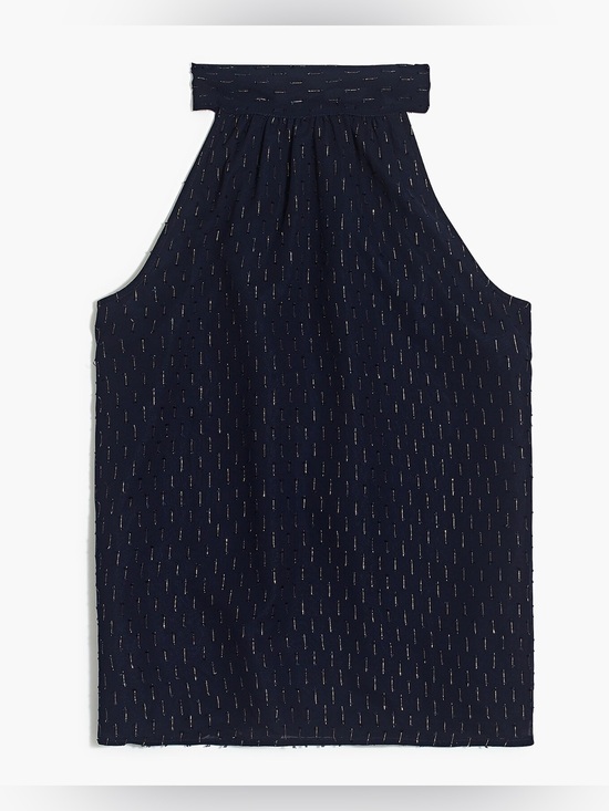 J. Crew Tops - J. Crew Navy Halter Top with Metallic Stitching